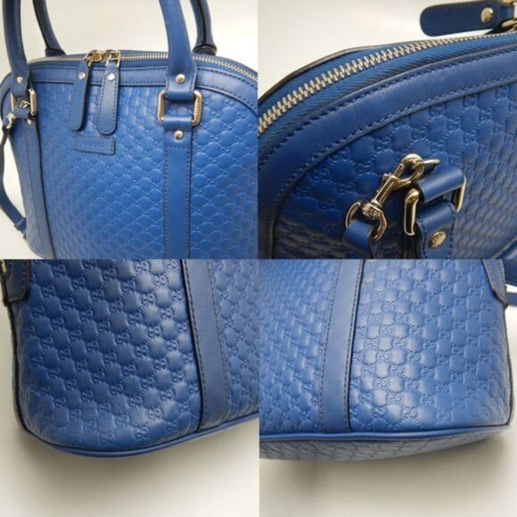GUCCI 449663 Handbag Micro Guccissima Leather Blue - COA included - Picture 8 of 11